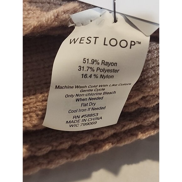2 WEST LOOP womens 67 x 12 long large scarves neck head Scarf warm knit brown - Picture 5 of 5